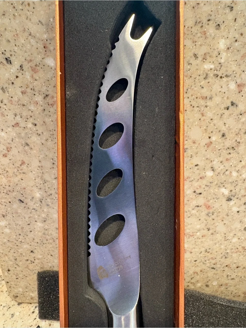 TUO 5.5” Cheese and Tomato Knife with a Perforated Blade and Pakkawood Handle